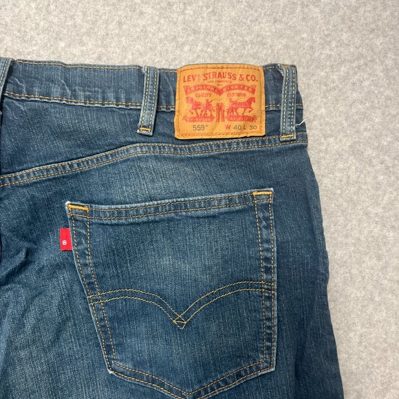 Levis Jeans Mens 40x30 Blue 559 Relaxed Straight Cotton Blend Denim (Meas 40x29) - Picture 8 of 10